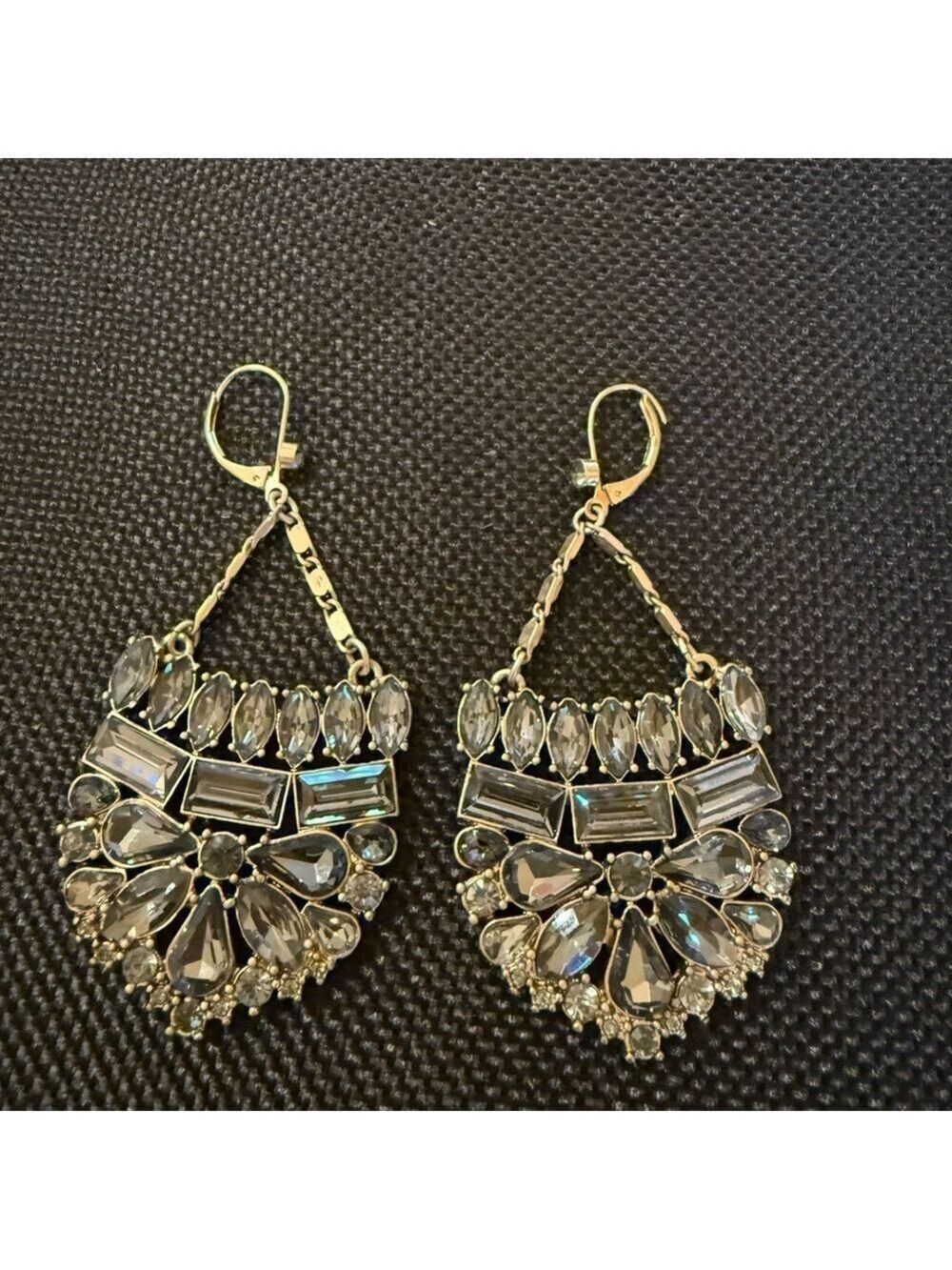Gold-Tone Clear Crystal Chandelier Earrings — Statement Drop Earrings